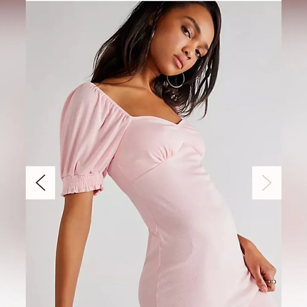 Free People NWT Bel Air Midi Dress Size M in Pink NWT